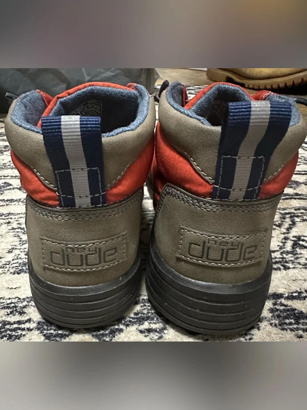 Kids Hey Dude Red/Orange Shoes Size: Y4-Y5